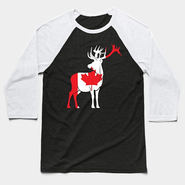 Maple Leaf Deer Canada Baseball T-Shirt by shirtsyoulike